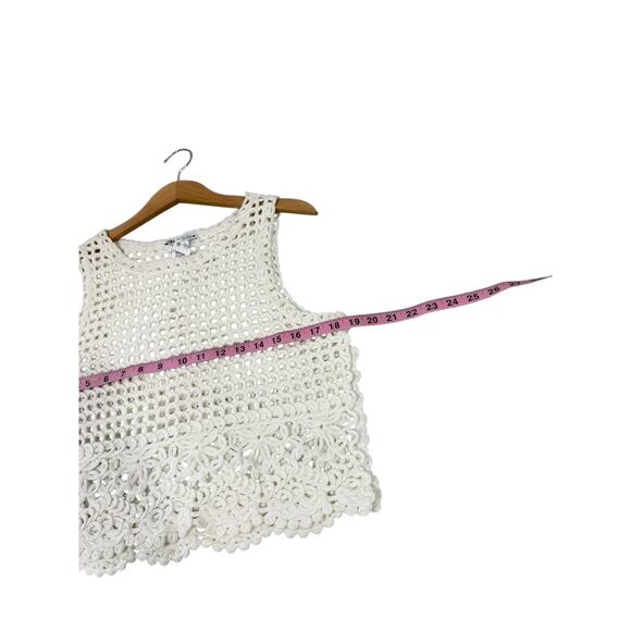 Zara Cream Beach Crochet Sweater Tank Cotton Coastal Grandma Womens Small - Picture 6 of 7